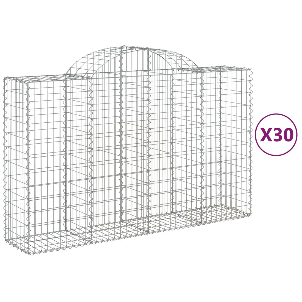 vidaXL Obokane gabion košare 30 kosa 200x50x120/140cm pocinkano železo