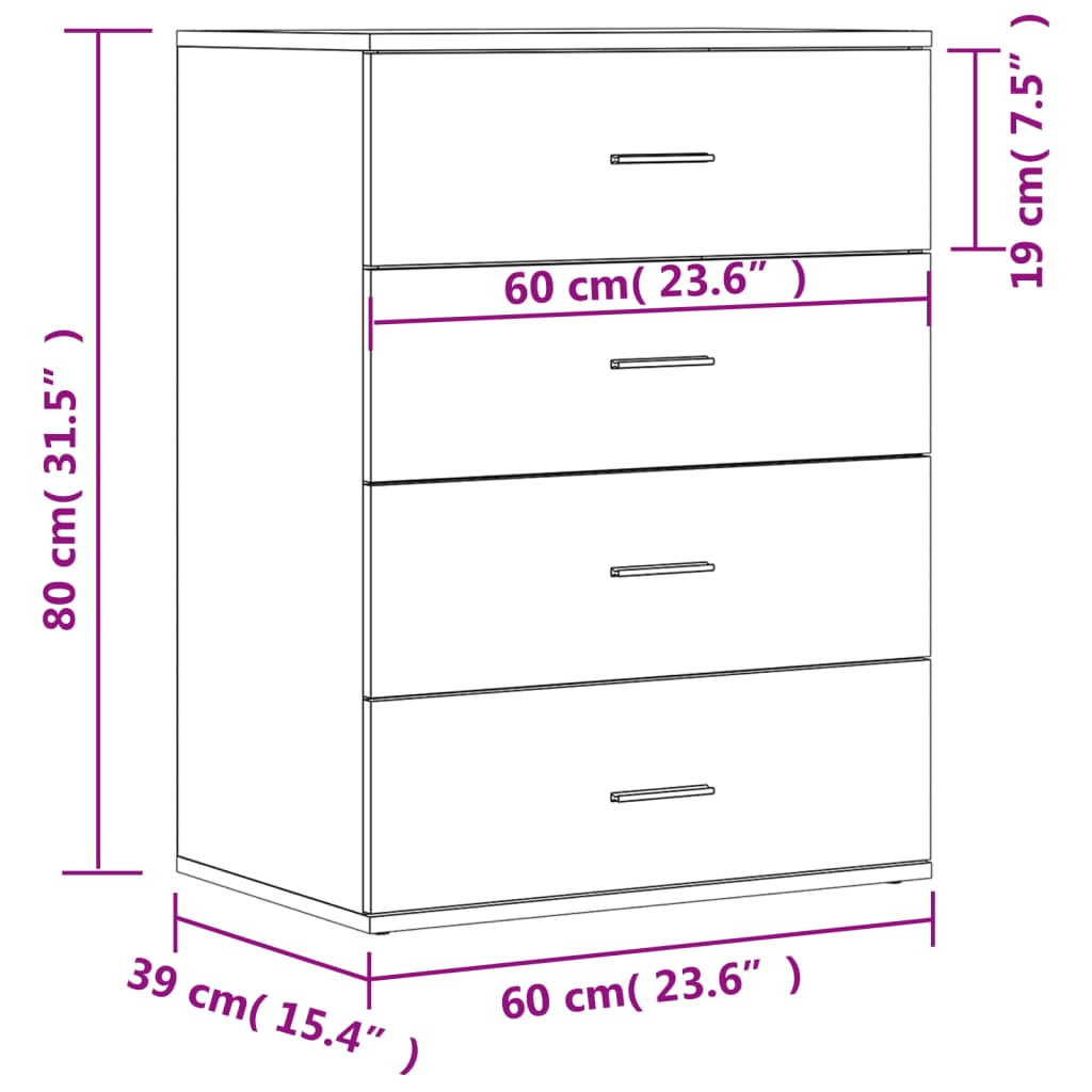 vidaXL Komoda 2 kosa rjavi hrast 60x39x80 cm inženirski les