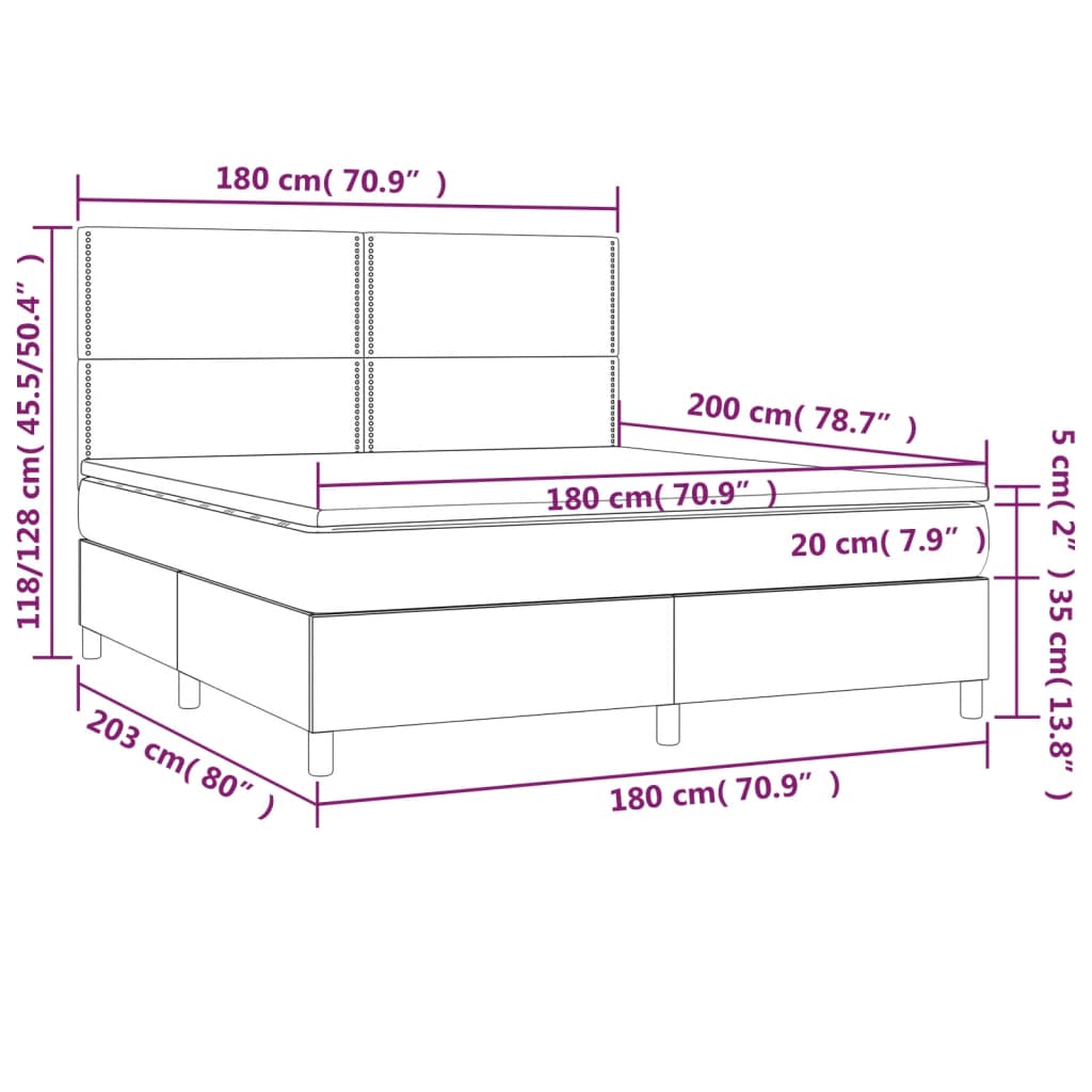 vidaXL Box spring postelja z vzmetnico roza 180x200 cm žamet