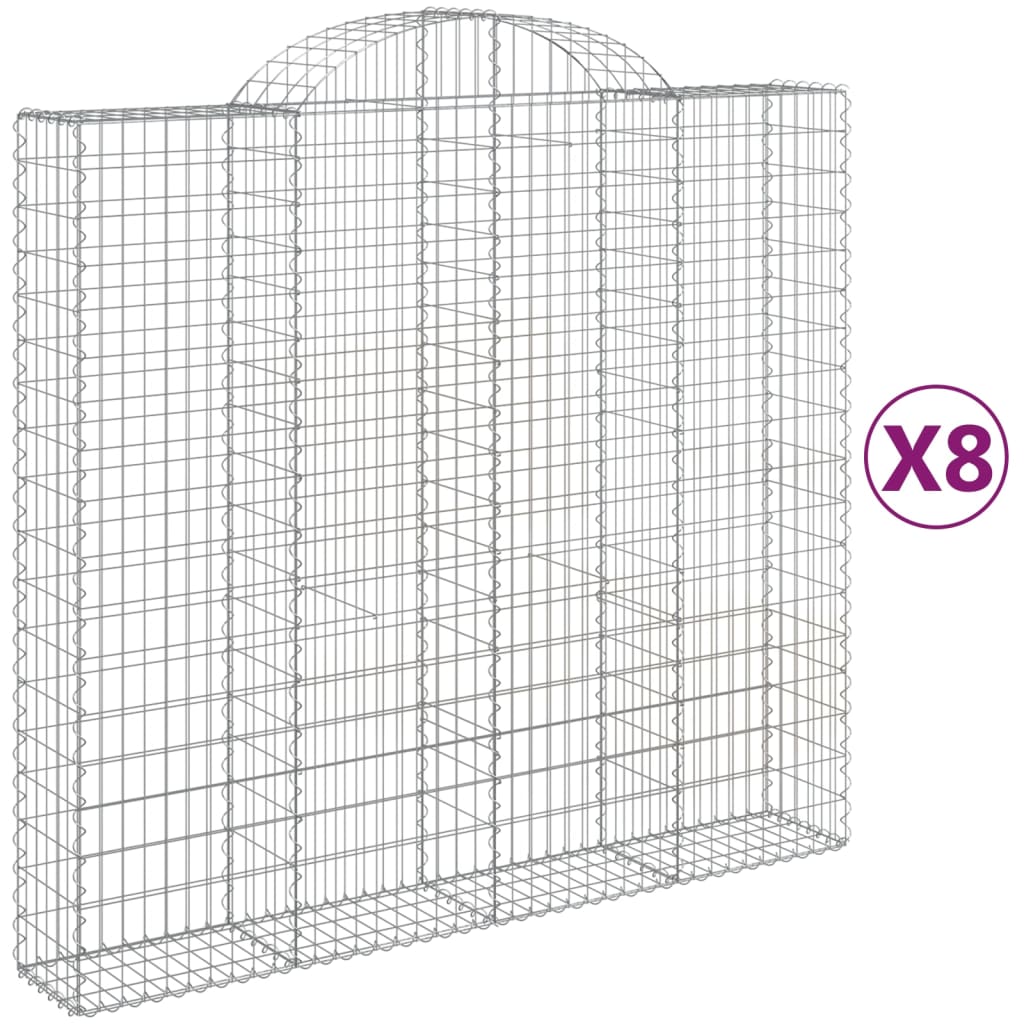 vidaXL Obokane gabion košare 8 kosi 200x50x180/200 cm pocinkano železo