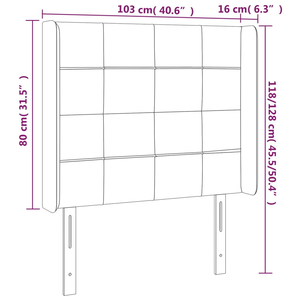 vidaXL Vzglavje z ušesi temno zeleno 103x16x118/128 cm žamet