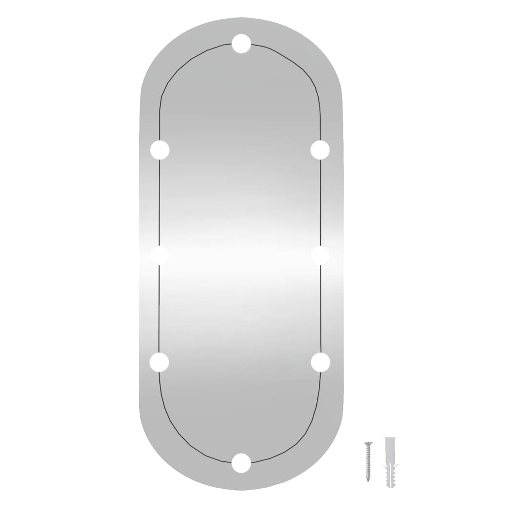 vidaXL Stensko ogledalo z LED lučkami 40x90 cm stekleno ovalno