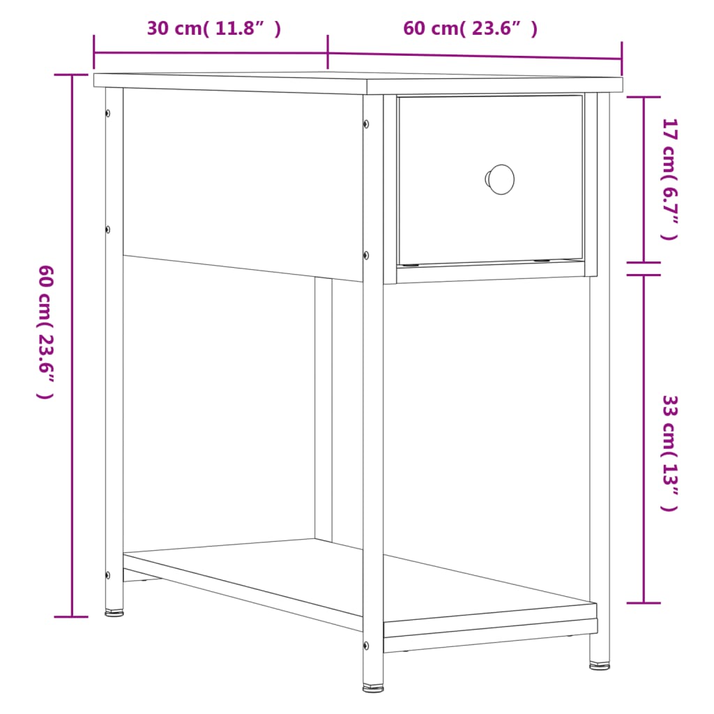 vidaXL Nočna omarica 2 kosa dimljeni hrast 30x60x60 cm inženirski les