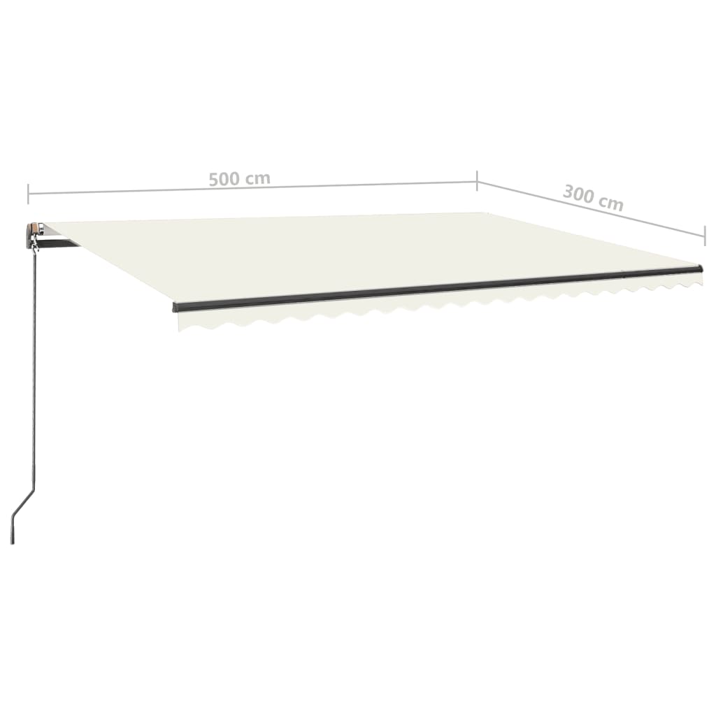 vidaXL Avtomatska tenda LED + senzor 500x300 cm krem