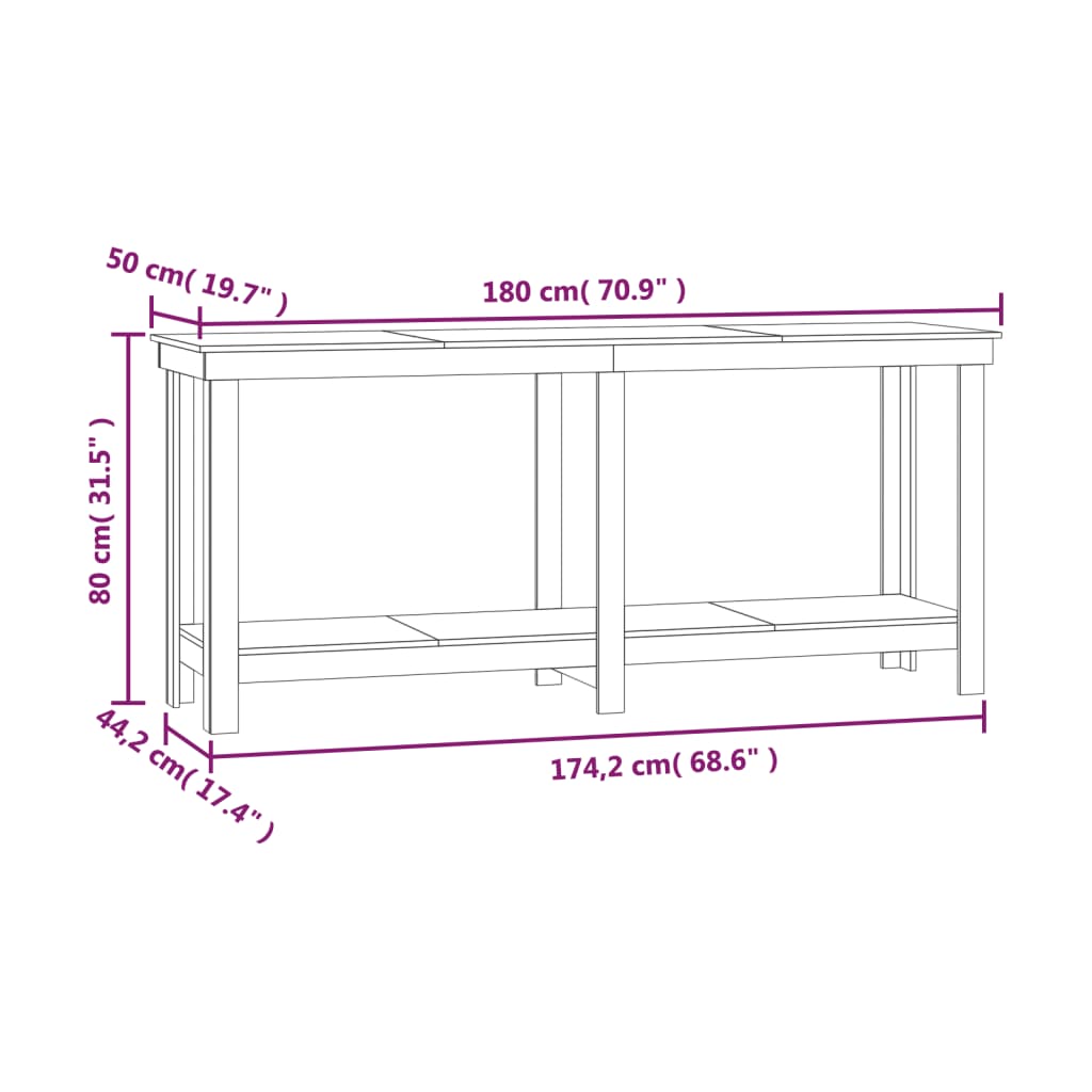 vidaXL Delovna miza bela 180x50x80 cm trdna borovina