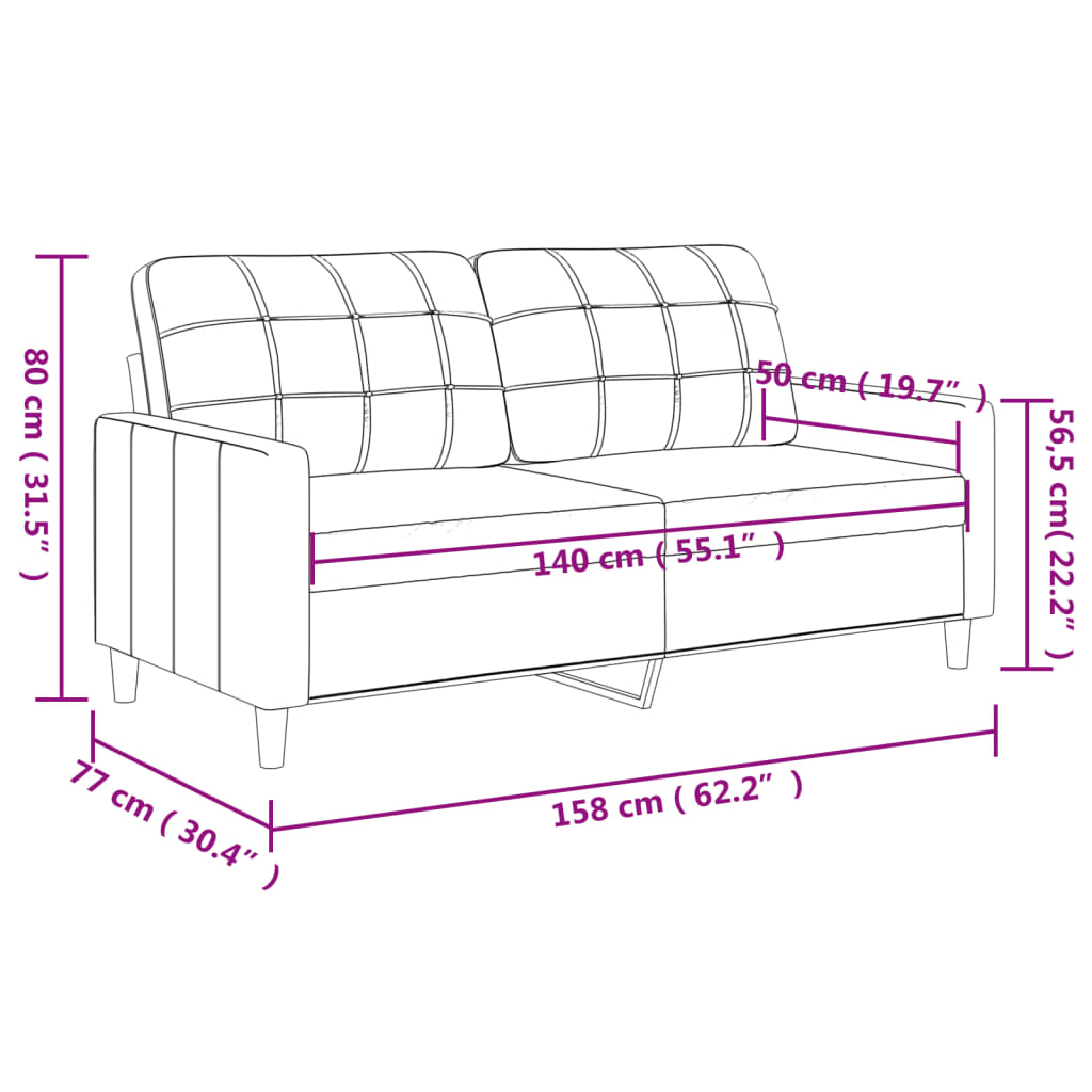 vidaXL Rabljen dvosed svetlo siv 140 cm blago