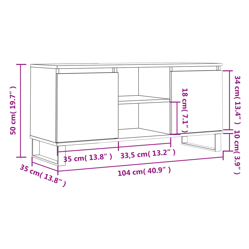 vidaXL TV omarica betonsko siva 104x35x50 cm inženirski les