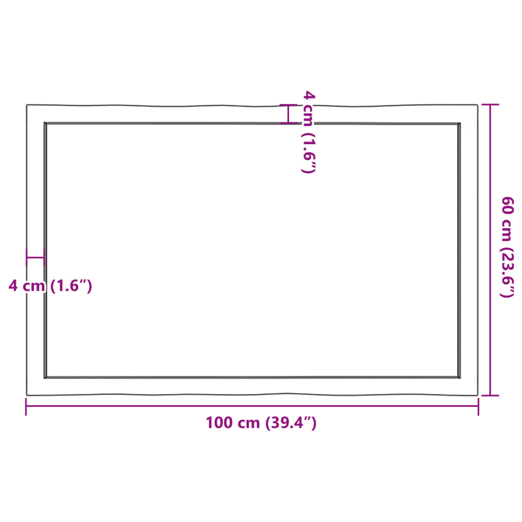 vidaXL Mizna plošča 100x60x(2-6) cm neobdelana hrastovina naraven rob