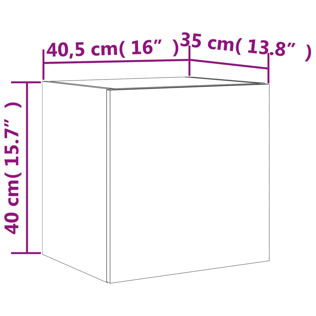 vidaXL Stenska TV omarica z LED lučkami bela 40,5x35x40 cm