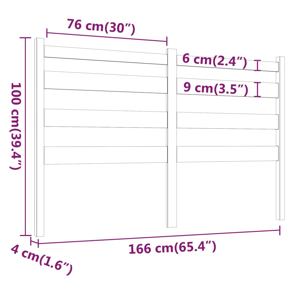 vidaXL Posteljno vzglavje črno 166x4x100 cm trdna borovina