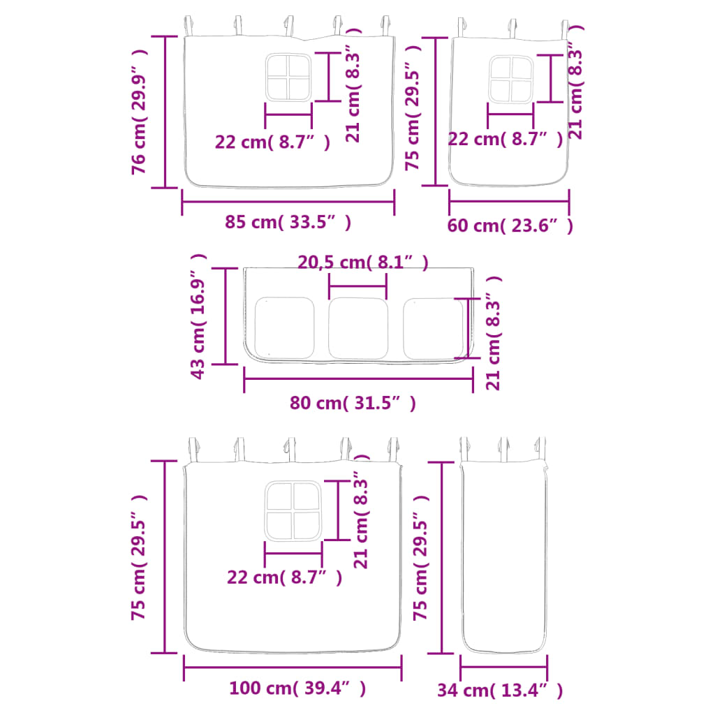 vidaXL Otroški pograd z zavesami roza 80x200 cm trdna borovina