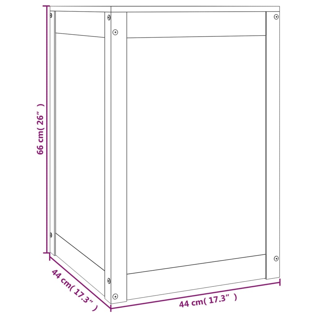 vidaXL Zaboj za perilo 44x44x66 cm trdna borovina