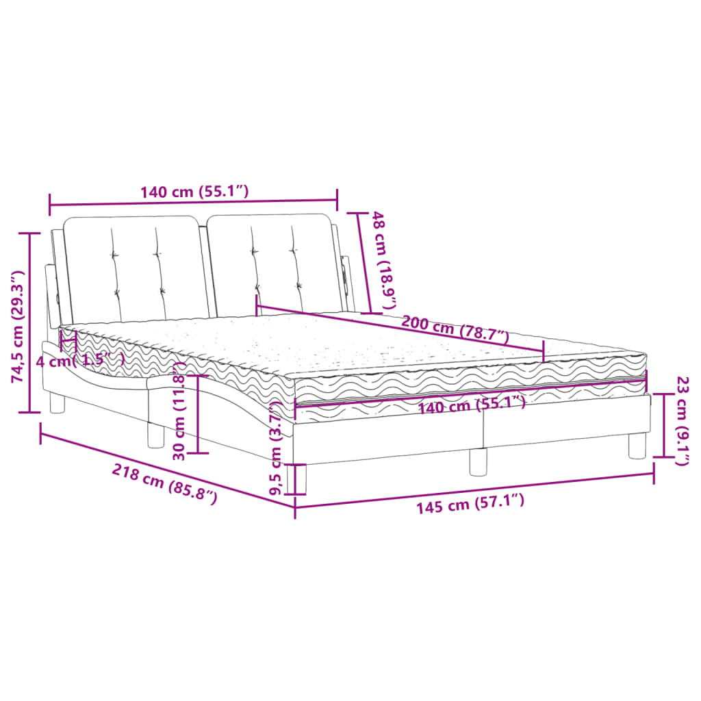 vidaXL Postelja z vzmetnico rjava 140x200 cm umetno usnje