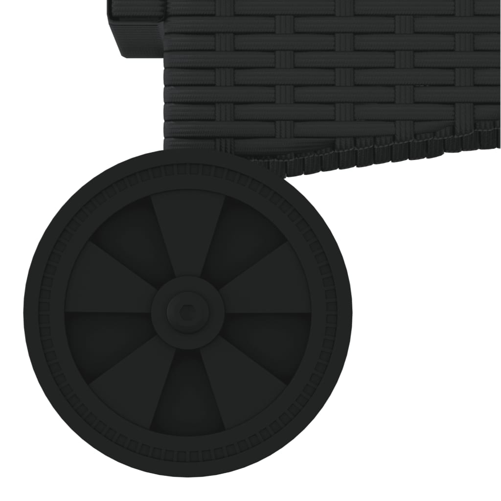 vidaXL Vrtni ležalnik z blazinami 2 kosa črn poli ratan