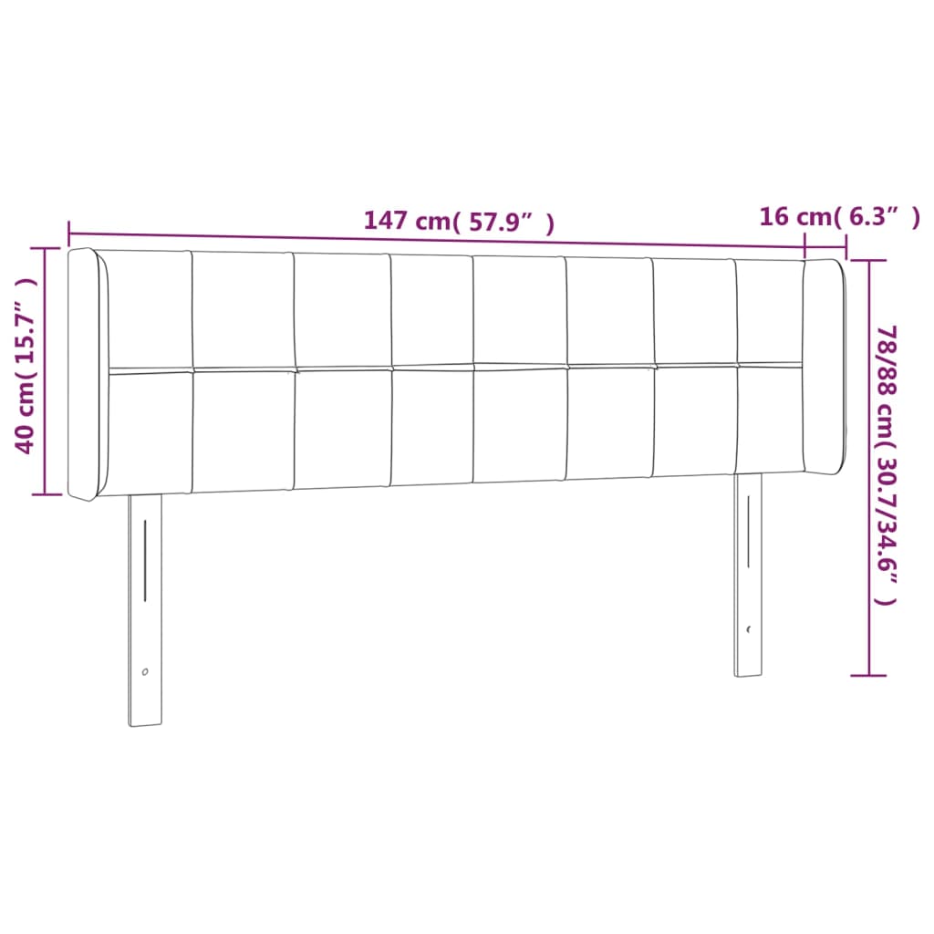 vidaXL LED posteljno vzglavje temno sivo 147x16x78/88 cm žamet