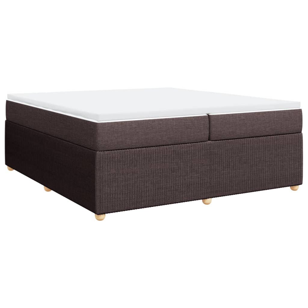 vidaXL Box spring postelja z vzmetnico temno rjav 200x200 cm blago