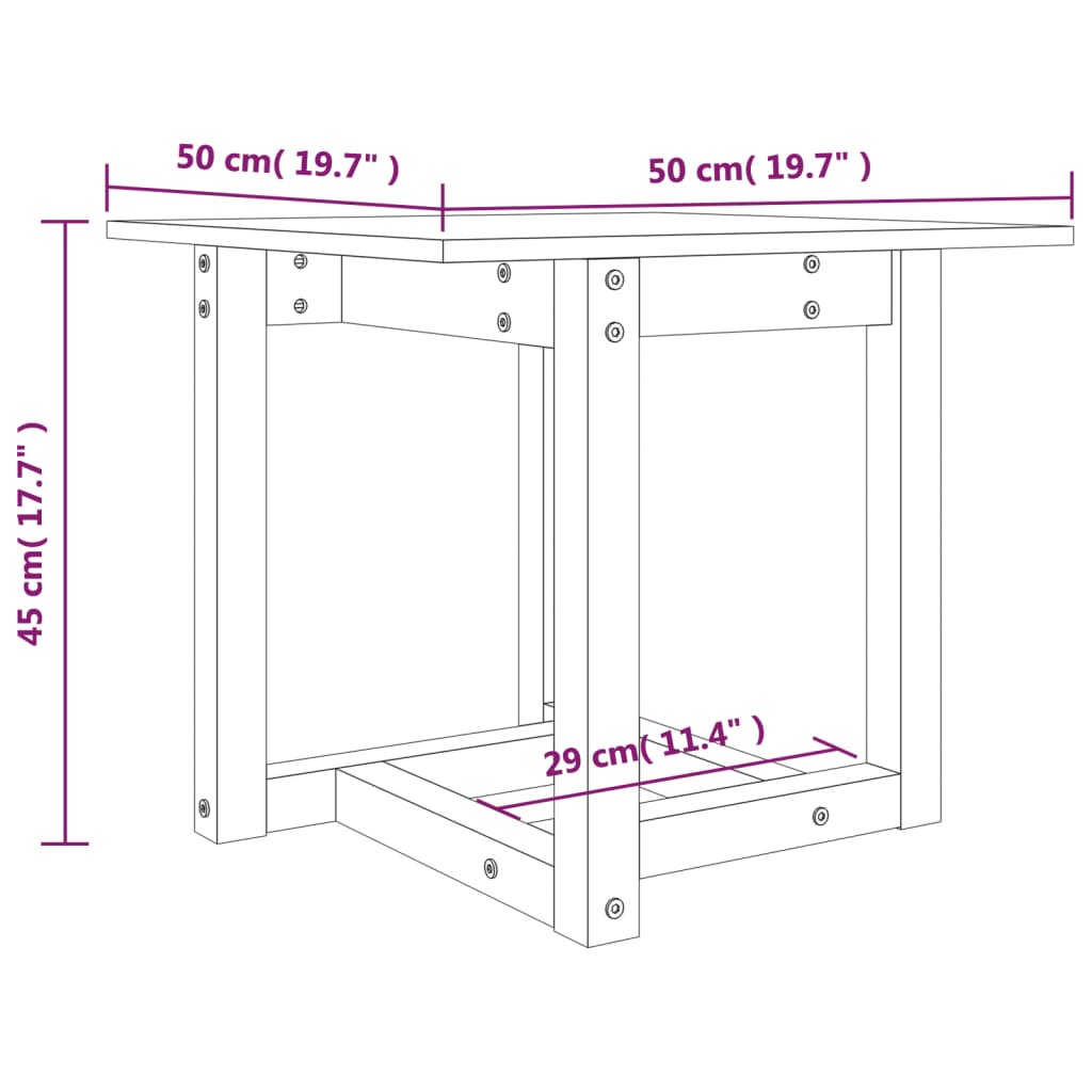 vidaXL Klubska mizica 50x50x45 trdna borovina