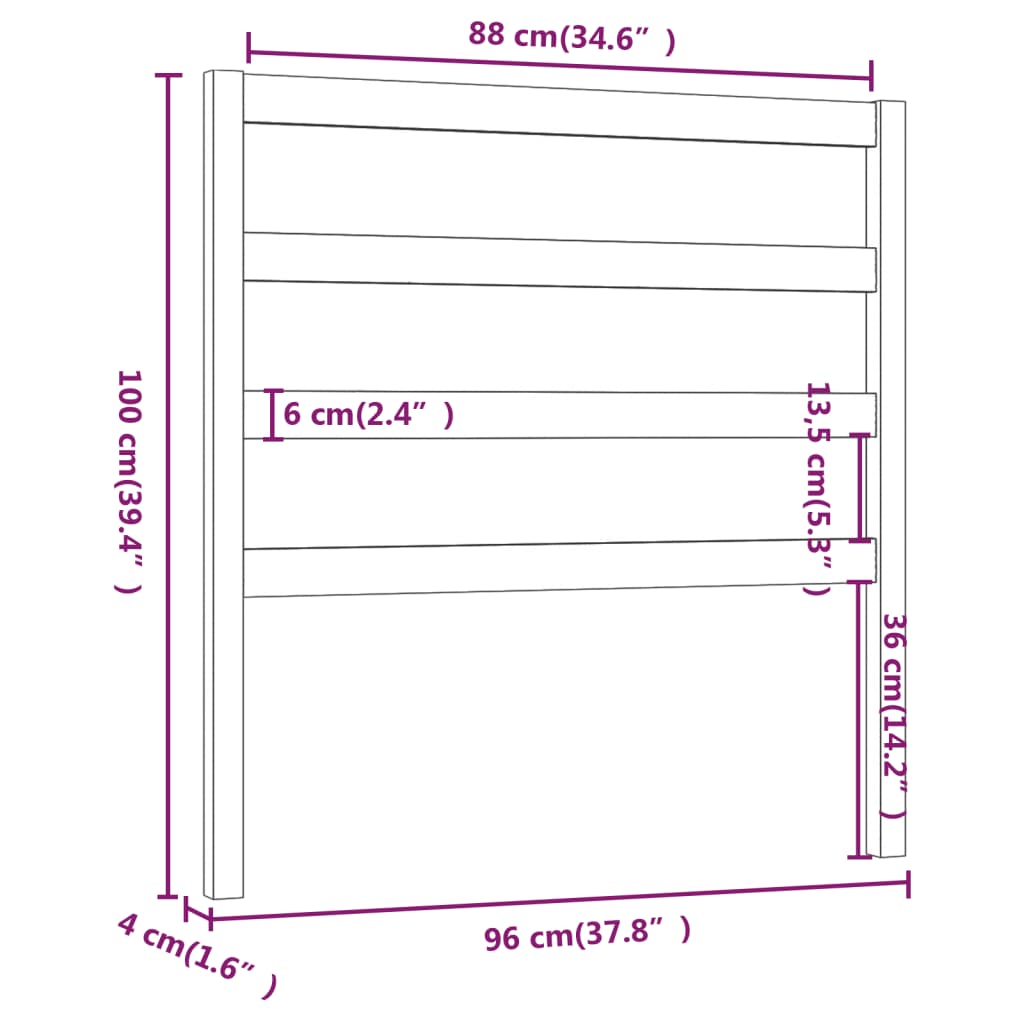 vidaXL Posteljno vzglavje črno 96x4x100 cm trdna borovina