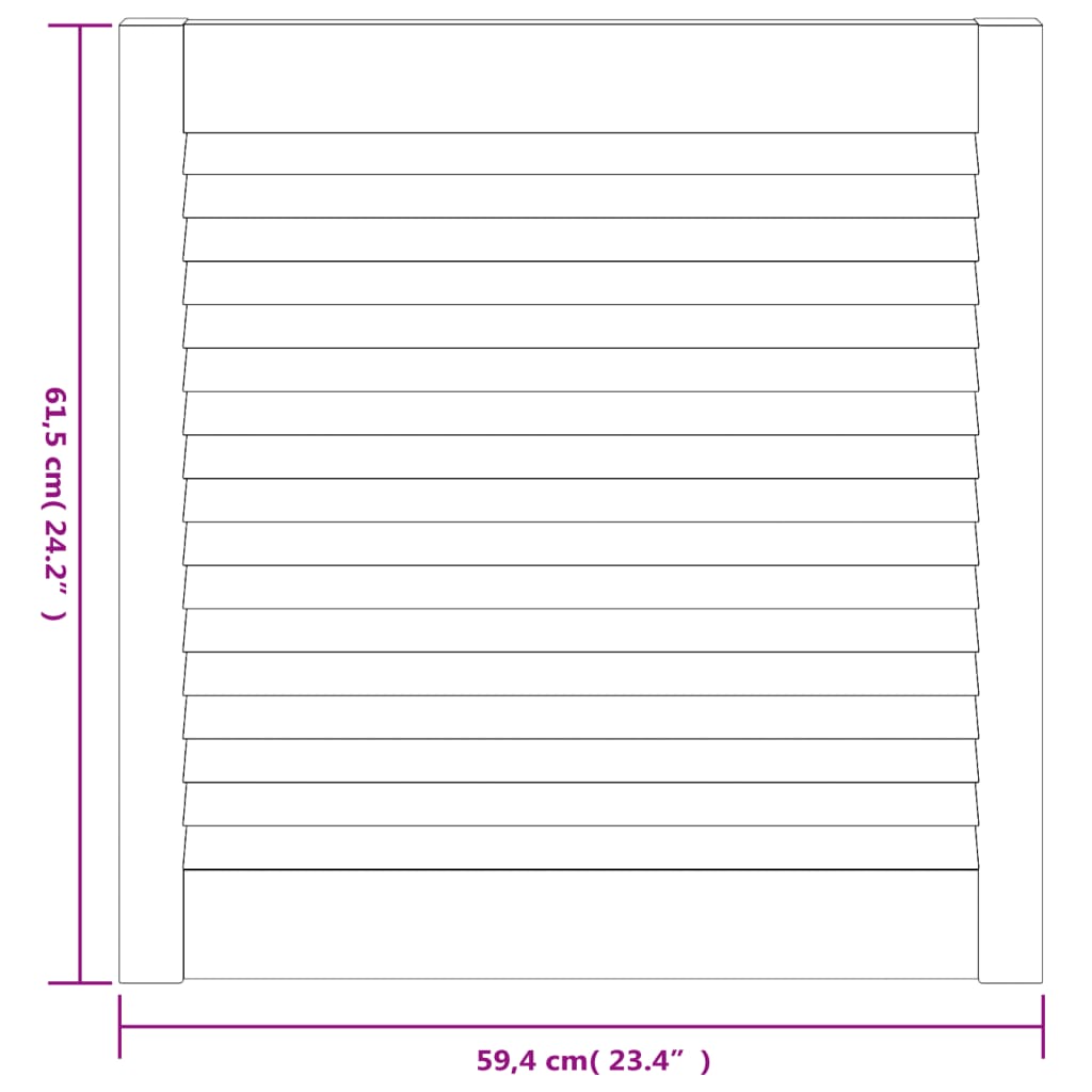 vidaXL Vrata za omarico z letvicami 2 kosa 61,5x59,4 cm trdna borovina