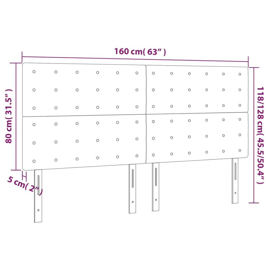 vidaXL LED posteljno vzglavje taupe 160x5x118/128 cm blago