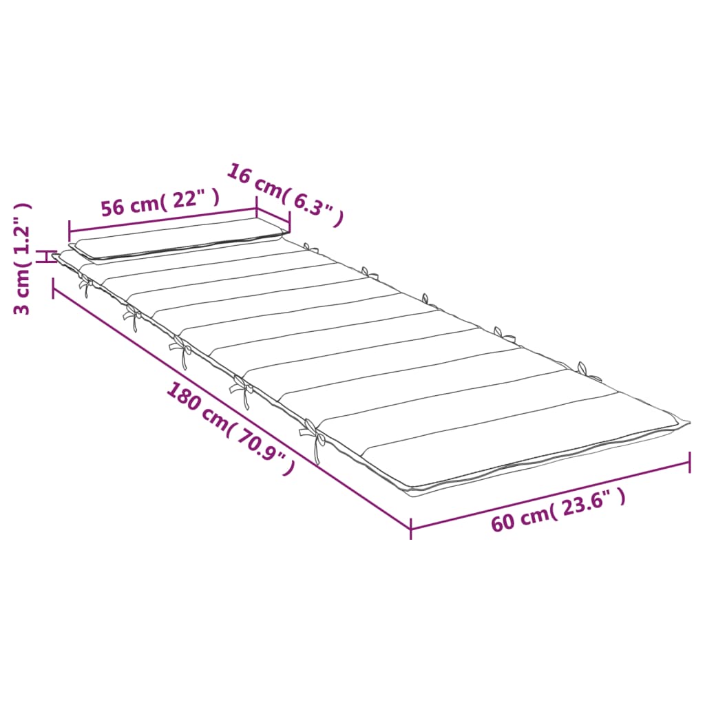 vidaXL Blazina za ležalnik rdeča 180x60x3 cm oxford tkanina