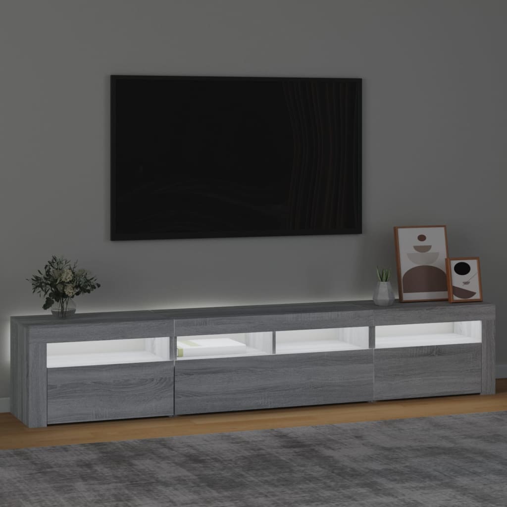 vidaXL TV omarica z LED lučkami siva sonoma 210x35x40 cm