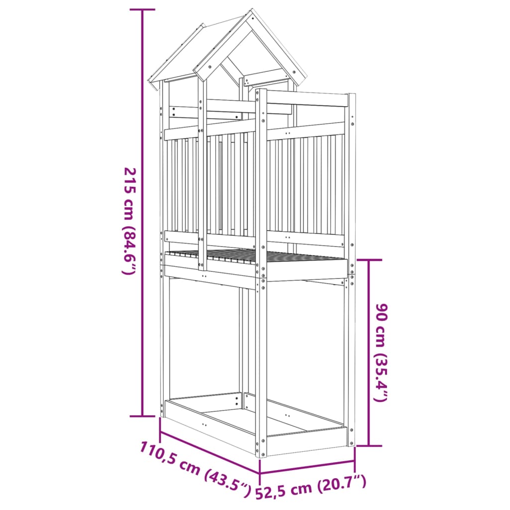 vidaXL Igralni stolp 110,5x52,5x215 cm trden les douglas