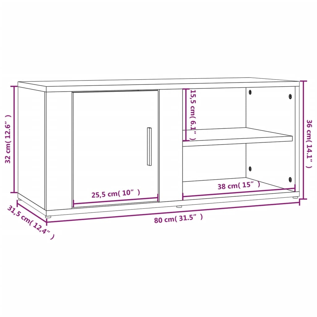 vidaXL TV omarica 2 kosa sonoma hrast 80x31,5x36 cm inženirski les