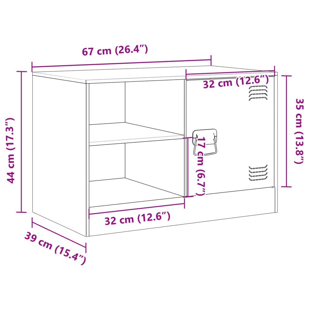 vidaXL TV omarica 2 kosa antracitna 67x39x44 cm jeklo