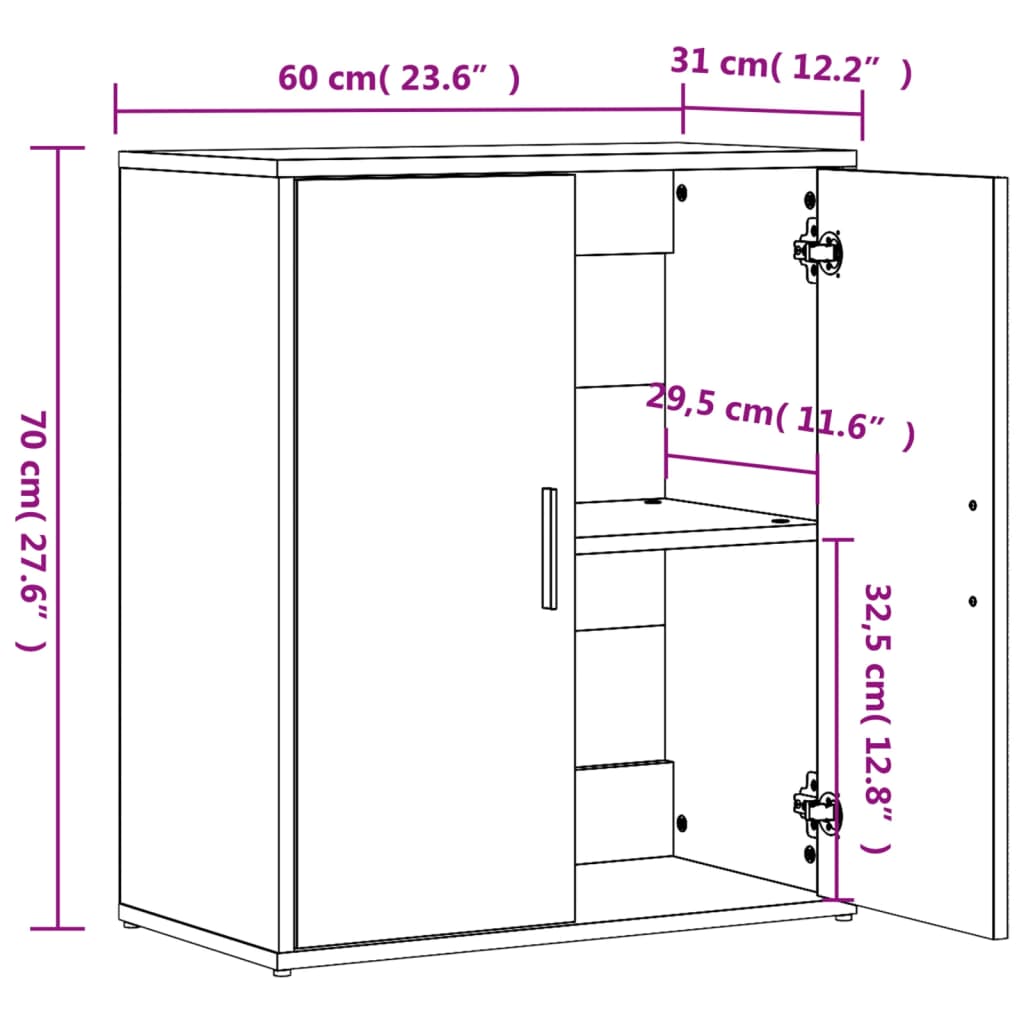 vidaXL Komoda bela 60x31x70 cm inženirski les