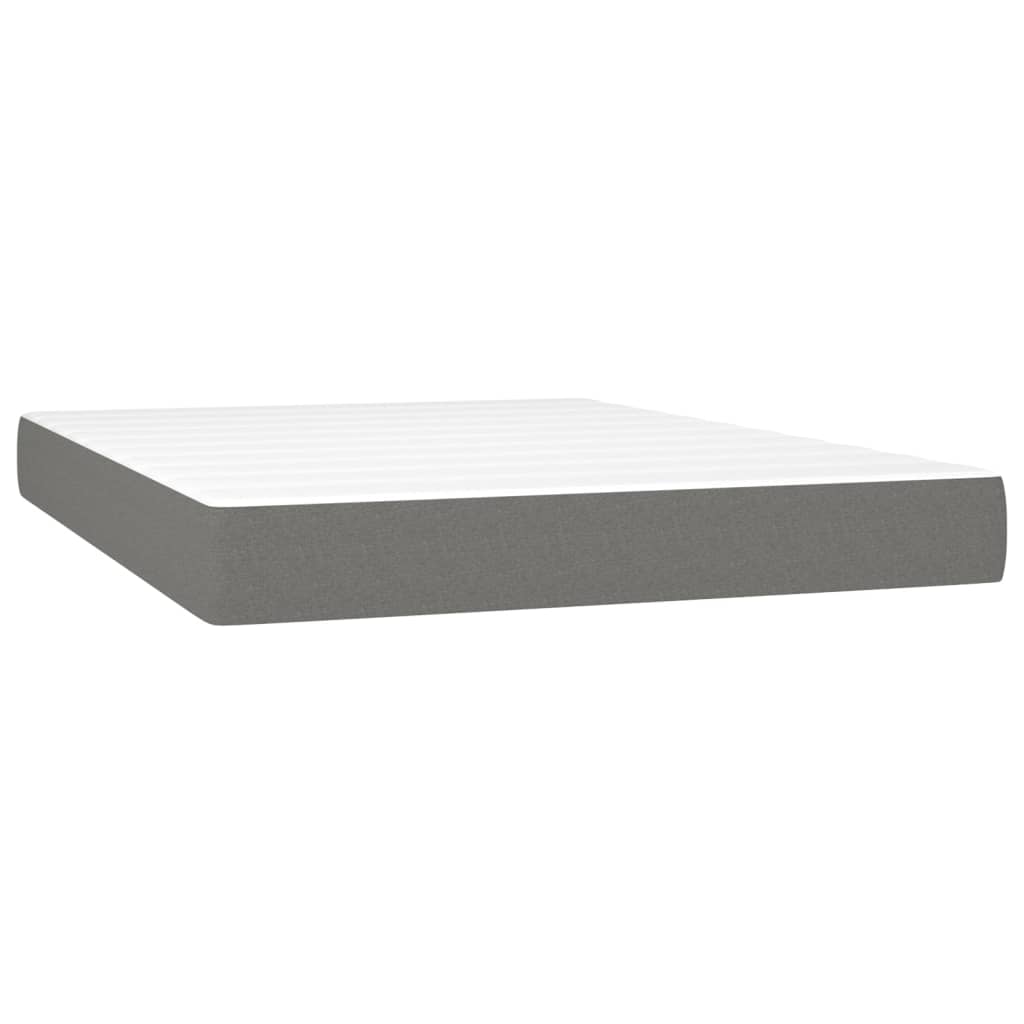 vidaXL Box spring postelja z vzmetnico temno siva 140x200 cm blago