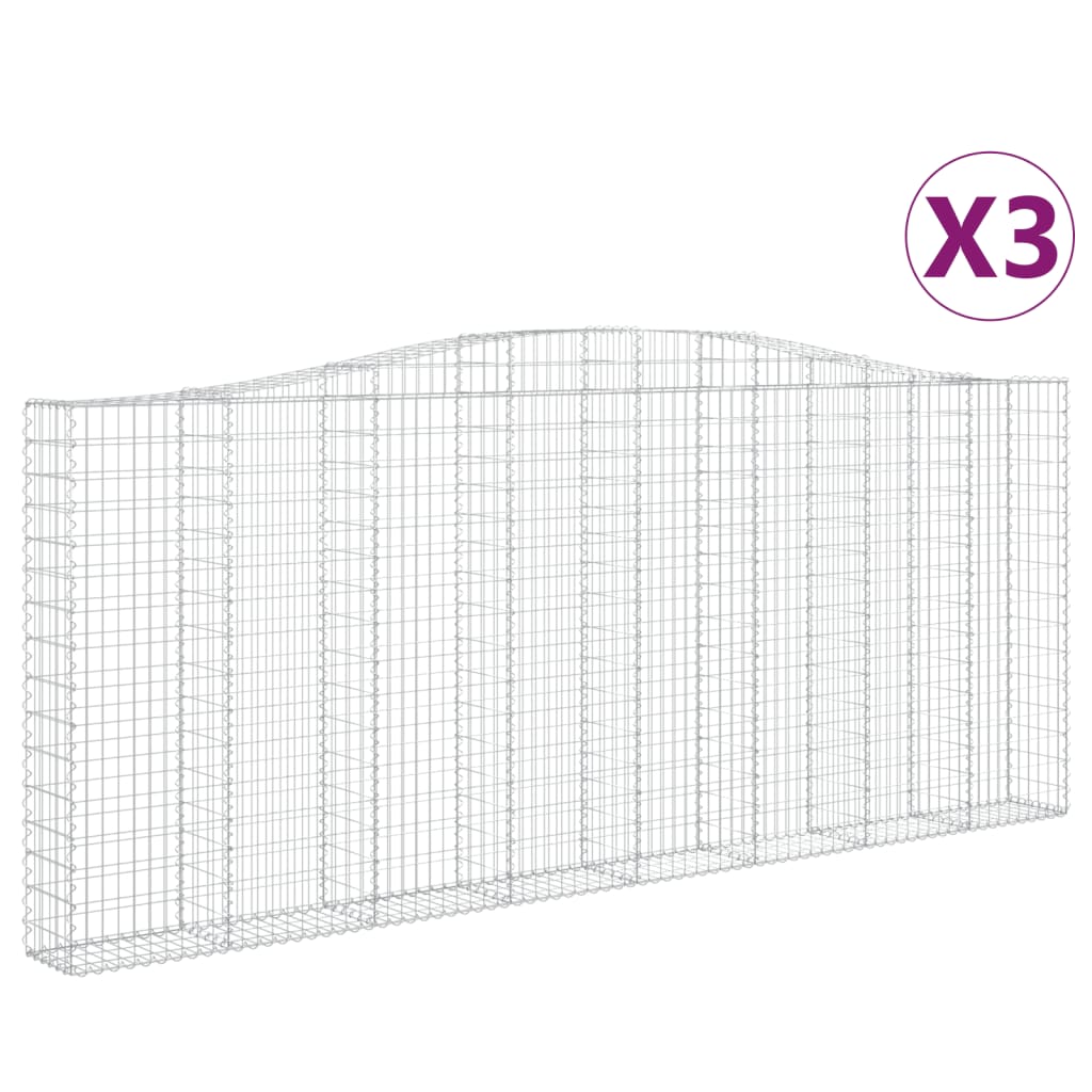 vidaXL Obokane gabion košare 3 kosi 400x30x160/180 cm pocinkano železo