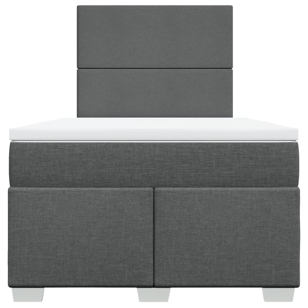 vidaXL Box spring postelja z vzmetnico temno siva 120x190 cm blago