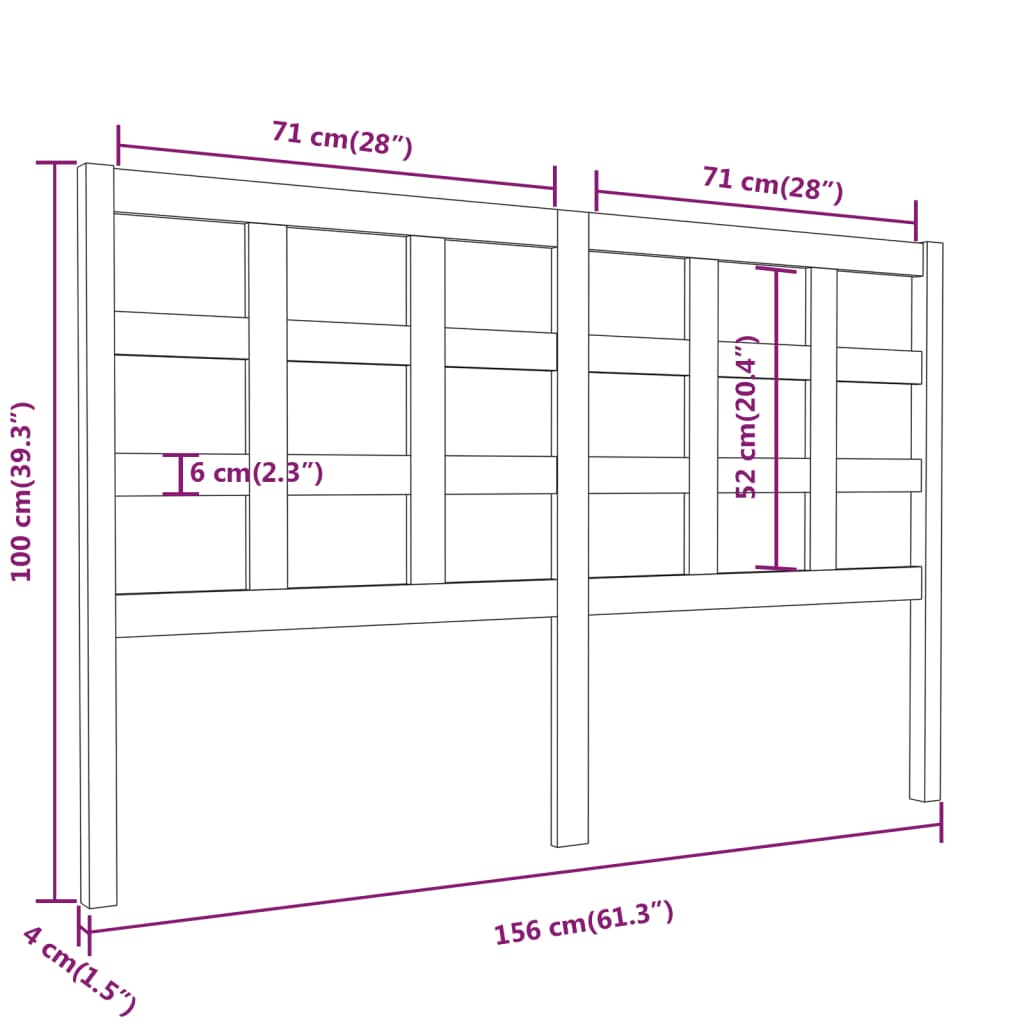 vidaXL Posteljno vzglavje 156x4x100 cm trdna borovina