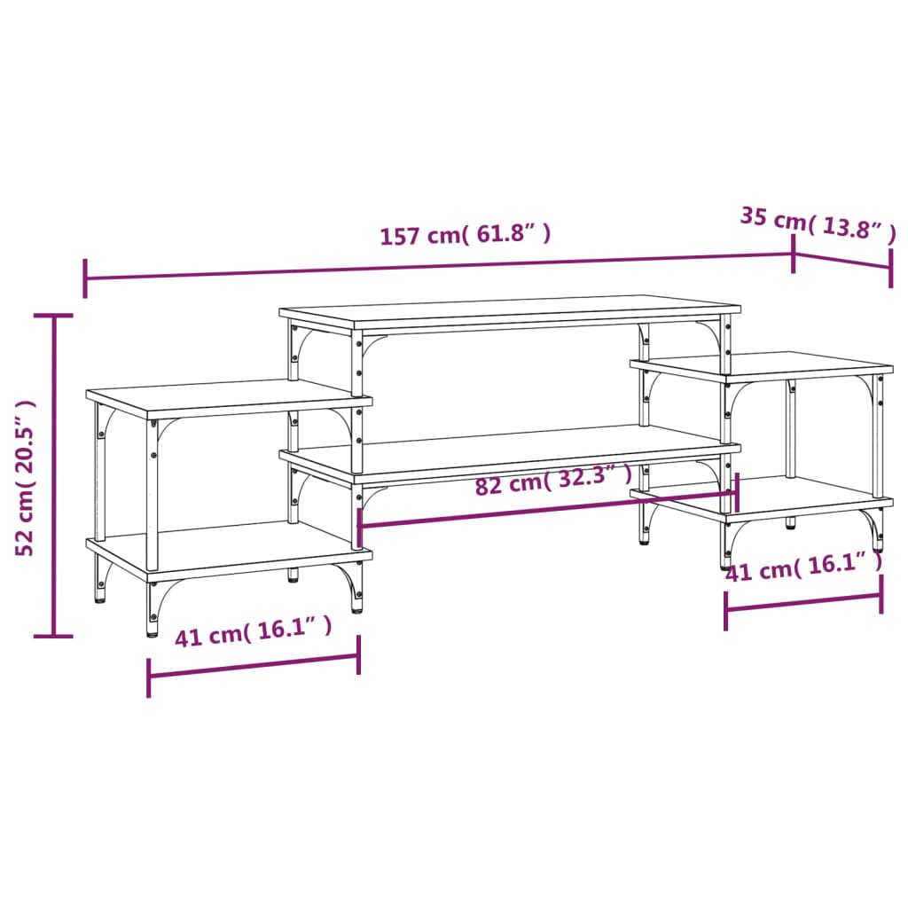 vidaXL TV omarica sonoma hrast 157x35x52 cm inženirski les