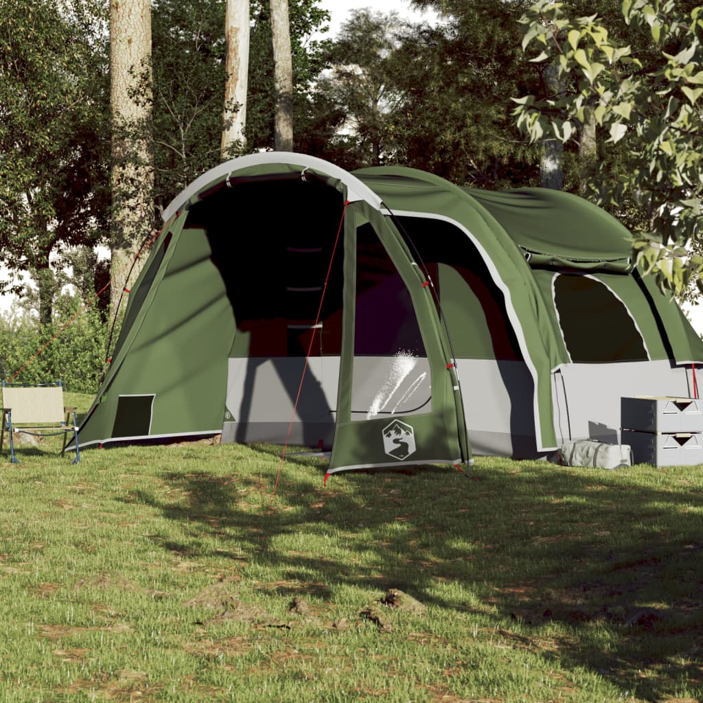 vidaXL Družinski šotor za 6 oseb zelen vodoodporen