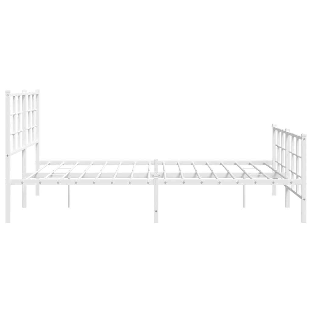 vidaXL Kovinski posteljni okvir z vzglavjem in vznožjem bel 160x200 cm