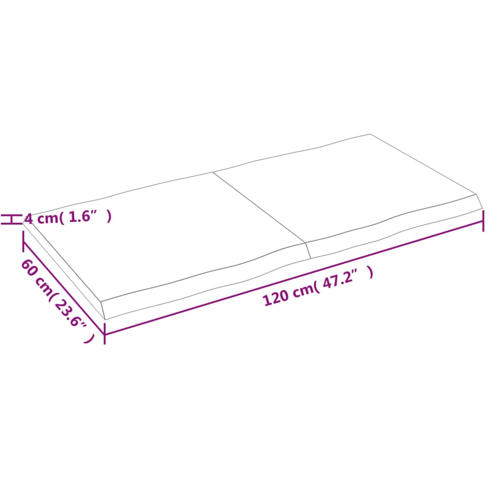 vidaXL Mizna plošča 120x60x(2-4) cm neobdelana hrastovina naraven rob