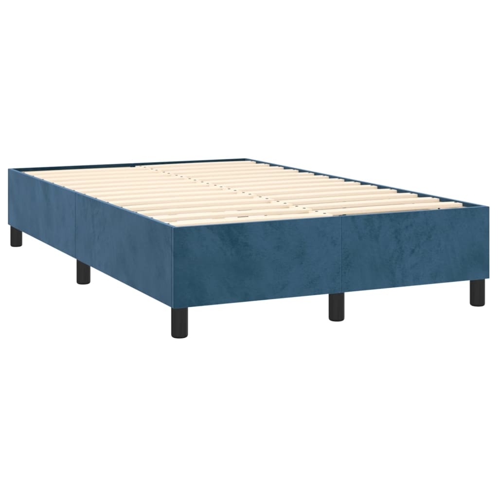 vidaXL Box spring postelja z vzmetnico temno modra 120x200 cm žamet