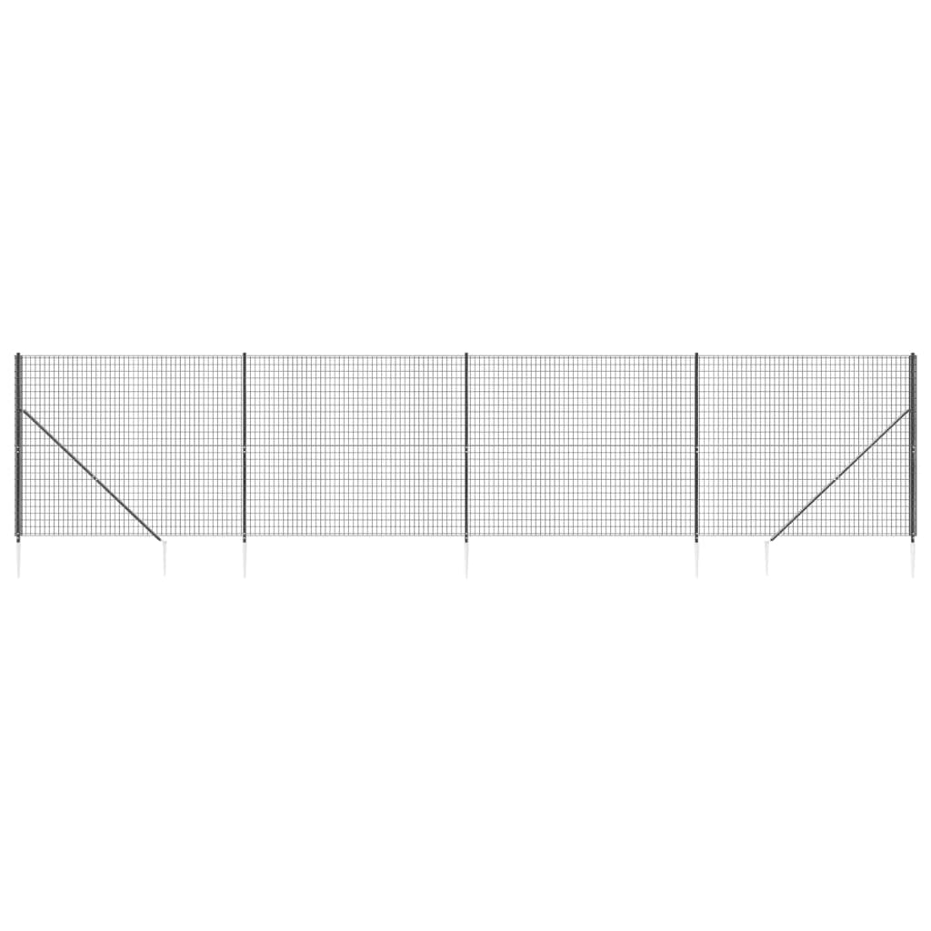 vidaXL Mrežna ograja s konicami za postavitev antracit 1,4x10 m