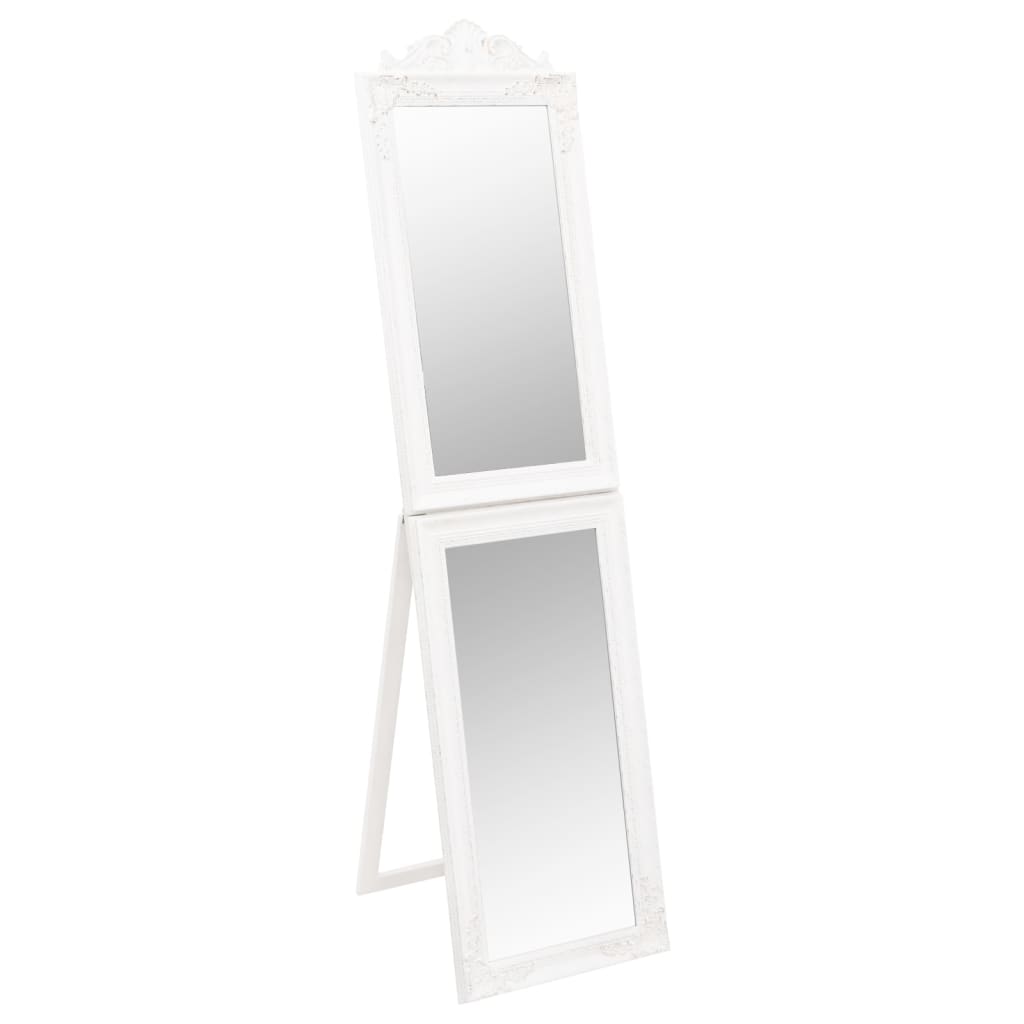 vidaXL Prostostoječe ogledalo belo 45x180 cm