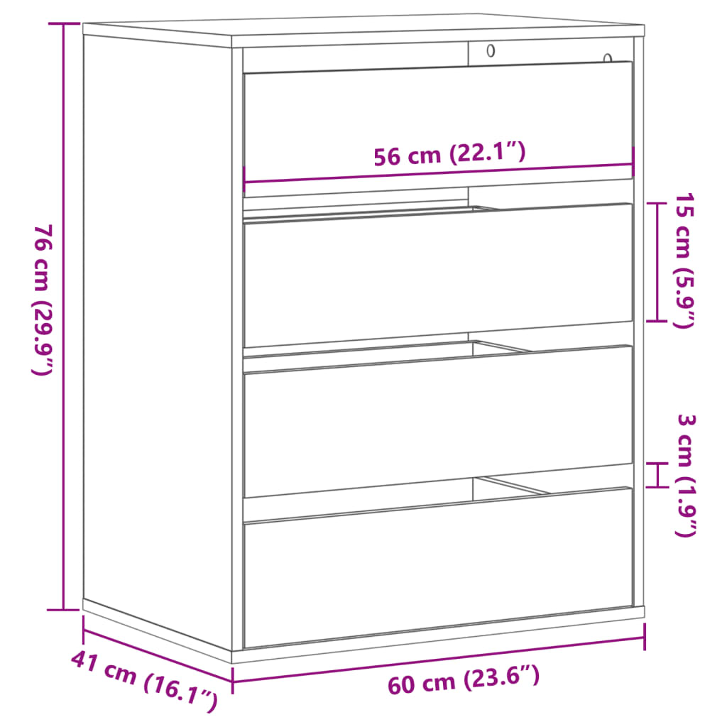 vidaXL Kotni predalnik siva sonoma 60x41x76 cm inženirski les