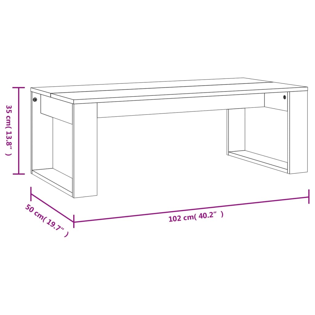 vidaXL Klubska mizica siva sonoma 102x50x35 cm inženirski les