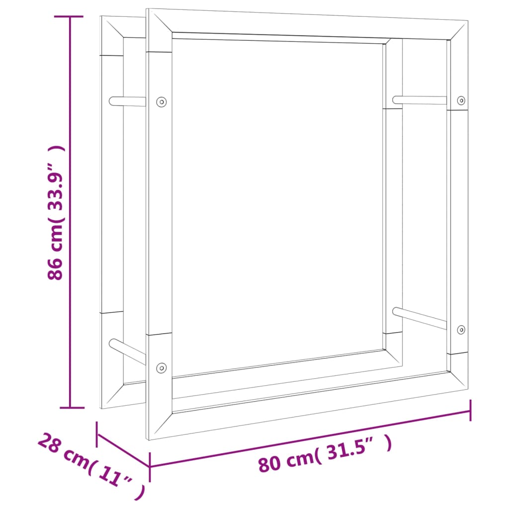 vidaXL Stojalo za drva 80x28x86 cm nerjaveče jeklo